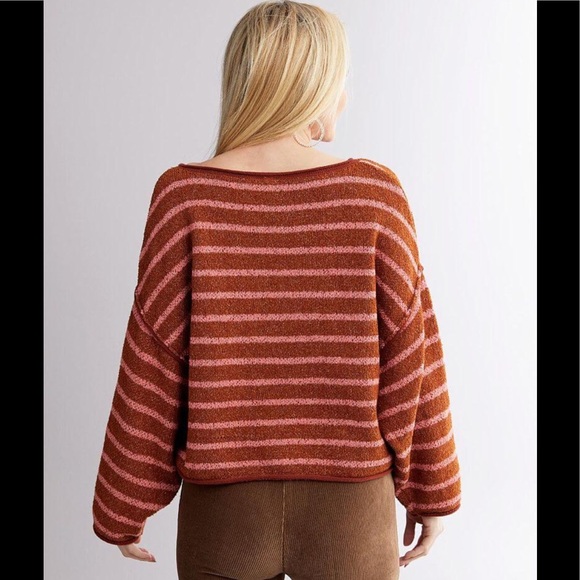 Free People Bardot Striped Chunky Sweater - Picture 2 of 13